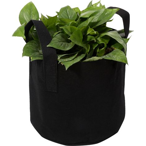 Schwarzer Pflanzsack, atmungsaktiver Stoff-Gartentopf für Gemüse und Blumen, 25 x 30 cm (5 Gallonen) Pflanzgefäß (1/5)