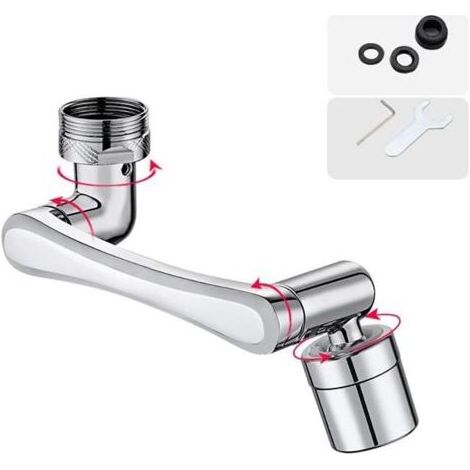 Aérateur de robinet rallonge pivotante à 1440° double sortie d'eau universel diffuseur en laiton pour évier cuisine et salle de bain accessoire robinetterie 20 22 24 mm (1/5)