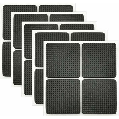 20Pcs Patin Antiderapant Caoutchouc Tampon Caoutchouc Adhesif Patin Feutre Adhésif Patin de Meubles Adhésif pour la Protection des Carreaux, Tables, Planchers de Bois 4.2 x 4.2cm (Noir) (1/4)