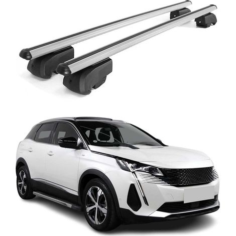 OMAC Barres de toit en aluminium pour Peugeot 3008 II 2016-2024 – City Crash – ISO/PAS 11154:2006 – Antivol inclus – Charge max 75 kg – 2 barres Argent (1/4)