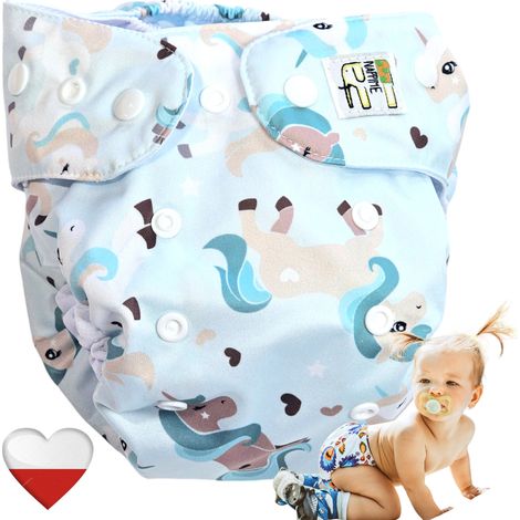 Pannolini a tasca riutilizzabili in micropile color menta unicorno NappiMe (1/5)