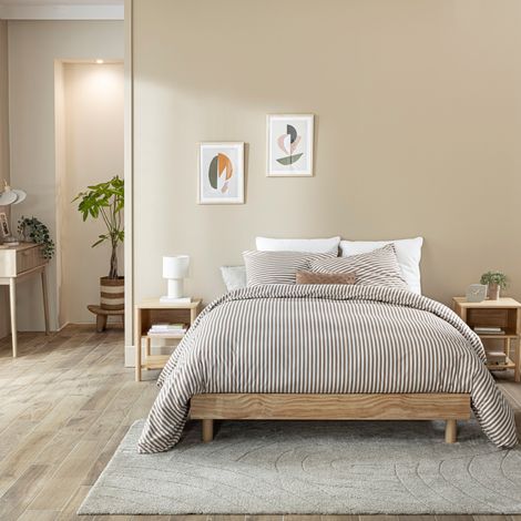 Sommier kit 140x190 bois massif avec chevets naturel Terre de Nuit