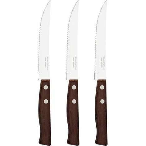 Tramontina Tradicional set 3 coltello bistecca dentato legno 12 cm