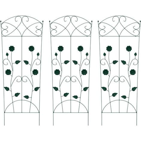 Clôture de jardin en trois sections, verte, 110,5 x 42,5 cm, acier. (1/5)
