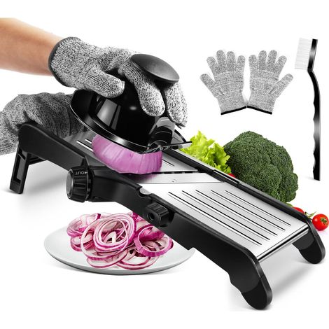 Mandoline de cuisine professionnelle réglable, coupe-légumes multifonctions en acier inoxydable avec lame tranchante intégrée, mandoline japonaise pour trancher, julienne et gaufre
