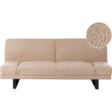 Sofá cama moderno de bouclé reclinable estructura de madera de eucalipto beige arena York