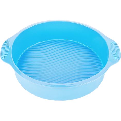 Moule à gâteau en silicone bleu de 22,8 cm, forme ronde pour four, moule de cuisson polyvalent