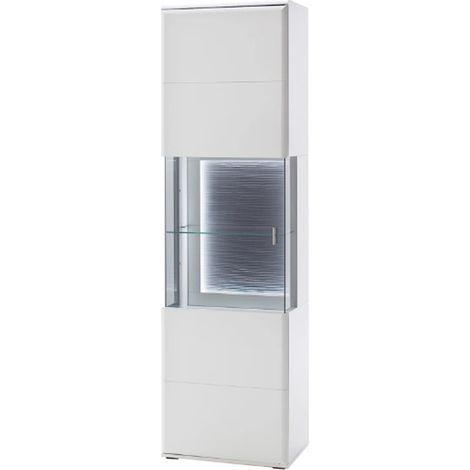 Vitrine / Meuble de rangement en bois coloris blanc mat - L.60 x H.208 x P.38 cm -PEGANE-