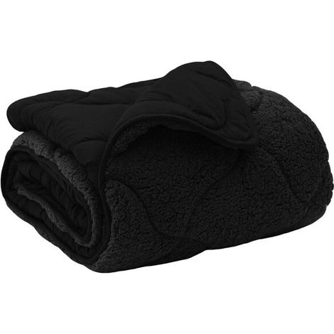 Couette d'hiver noire en duvet 135 x 200 cm, en microfibre et polaire douce au toucher. (1/5)