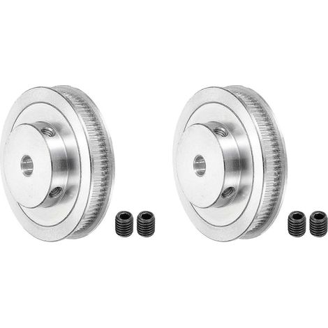 Poulie de distribution 2X 80 dents, alésage 8 mm, roue synchrone en aluminium argenté avec vis M5 pour courroie d'imprimante 3D()