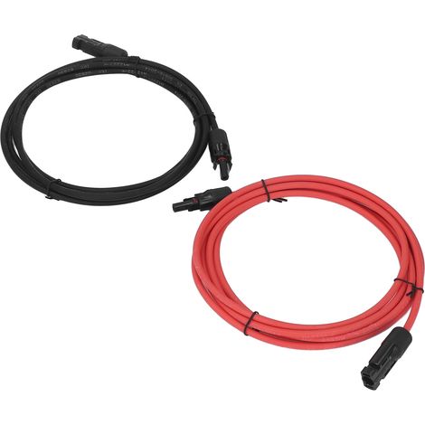 Lot de 2 câbles d'extension solaires 10AWG avec connecteurs mâle et femelle pour une utilisation extérieure, rouge et noir, 6 m (1/5)