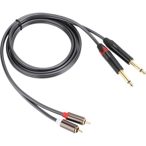 Câble Audio Double RCA vers Double 6.35 Mono avec Boîtier en Alliage d'Aluminium et Connecteur Doré 1.5M (1/5)