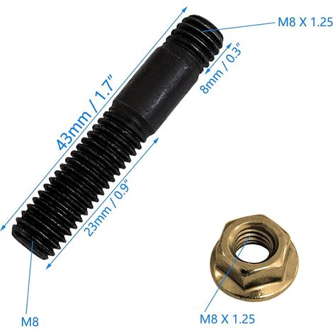Lot de 16 écrous de collecteur d'échappement haute résistance, 10.9 M8 x 40 8 M8 x 1,25 CU SW13 avec collerette (1/4)