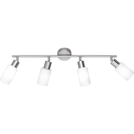 Plafonnier Nickel 4 Spots Spot Ajustable Abat-jour Verre Mars Trio Lighting (1/3)