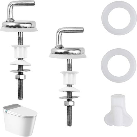 Cerniere per sedile WC, confezione da 2, fissaggi per sedile WC con raccordi e pezzi di ricambio compatibili, cerniere per sedile WC a sgancio rapido per fori ciechi