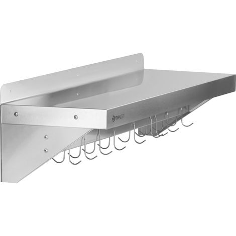 Mensola a parete in acciaio inox Mahlzeit, 90 x 30 cm, mensola pieghevole con pratica guida a gancio