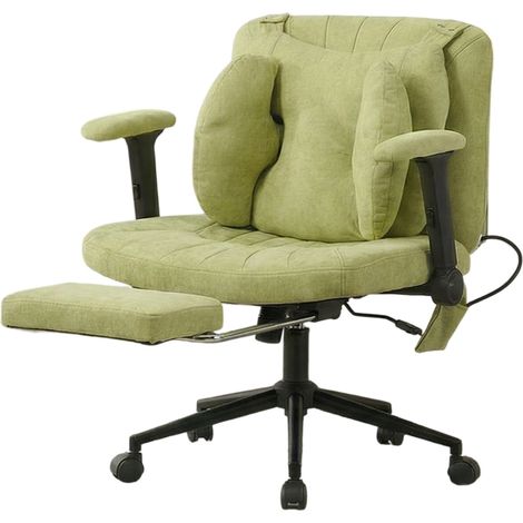 Chaise de bureau pivotante verte avec repose-pieds, hauteur réglable, accoudoirs et roulettes, capacité 150 kg (1/5)