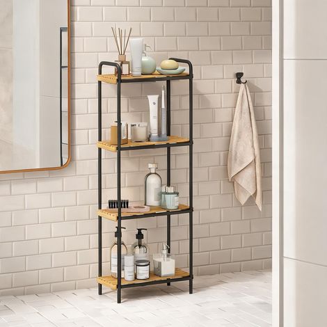 Étagère de rangement fine en bambou naturel pour salle de bain 4 (1/5)