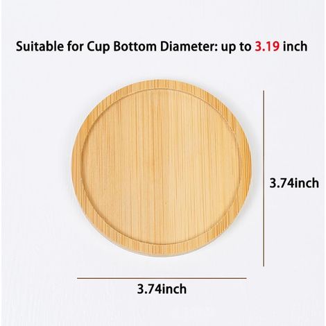 Ensemble de 4 sous-verres en bois - Sous-verres faits main, épais et résistants à la chaleur, adaptés aux bureaux, bars et fermes - Sous-verres en bambou naturel pour protéger votre bureau (ronds) (1/5)