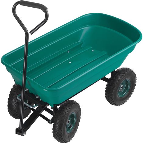 Tectake – Chariot de jardin à main 52L – Capacité de charge 120 kg – Structure en acier et caisse en polypropylène – Roues tout-terrain 25,5 cm (1/7)