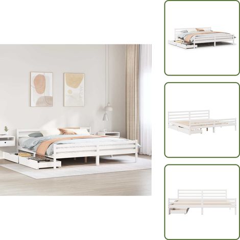 Massivholzbett ohne Matratze Weiß 200x200 cm Kiefernholz - Bettrahmen - Bettgestell - Schlafzimmerbett - Doppelbett (1/5)