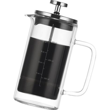 Doppelwandige French-Press-Kaffeemaschine, 300 ml Borosilikatglas, hitzebeständig, mit hochdichtem Edelstahl-Metallfilter für 4-Minuten-Espresso. (1/5)