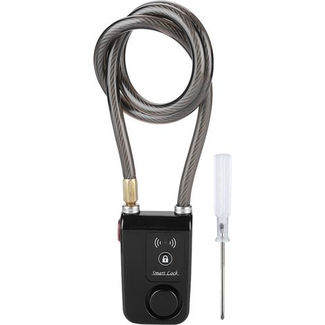 Serrure Bluetooth intelligente sans clé, 80cm, étanche, câble métallique 110dB, alarme antivol pour vélo