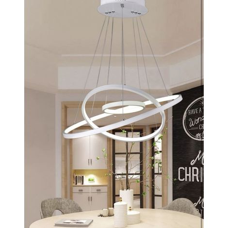Lampadario sospeso led 48w cerchi pendente con anelli bianco stile moderno per camera salotto Luce Fredda (1/5)