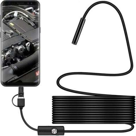 Caméra d'inspection serpent USB, endoscope USB C étanche IP67, caméra de type C avec 6 lumières LED réglables pour Android, XP, w7, w8, VISTA, W10,5.5mm (1/3)