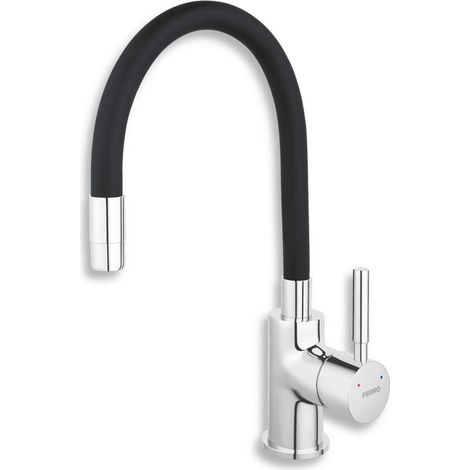 Novaservis Ferro - Grifo de fregadero con brazo flexible, negro/cromo 70710,0C