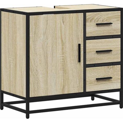 Meubles de Rangement，Armoire lavabo de salle de bain chêne sonoma bois d'ingénierie CFW279538 (1/5)