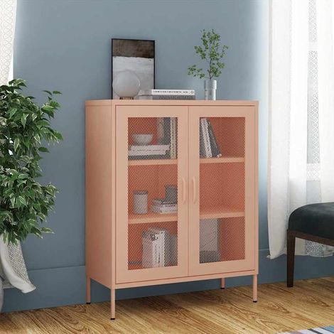 Armoire de rangement-Meuble de stockage Rose 80x35x101,5 cm Acier 586960 (1/5)