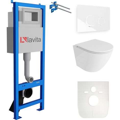 LAVITA WC Set mit Vorwandelement, Wand-WC und Spülknopf (1/5)
