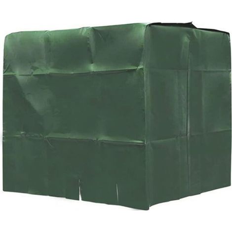 Funda impermeable y a prueba de polvo Ulisem de 1000 litros, color verde, para contenedores IBC, depósitos de agua exteriores y depósitos de agua de lluvia. (1/4)
