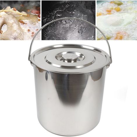 Seau portatif, 20 litres, avec couvercle, seau pour la cuisine, seau à glace en acier inoxydable