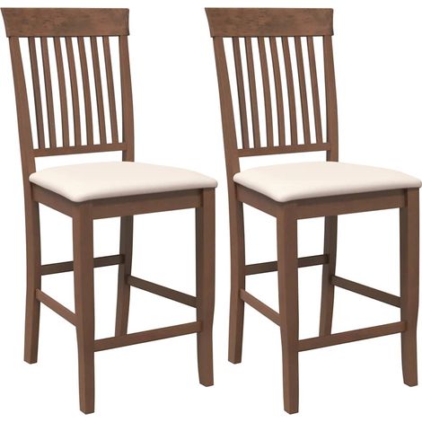 Maison Exclusive - Sgabelli da Bar con Cuscini 2pz Marrone Legno Massello di Hevea