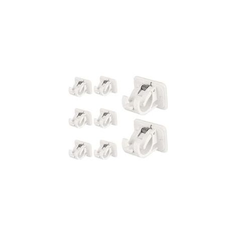 8 Pièces Fixations Sans Perçage Tige, Support Tringle à Rideau Auto Adhésif, Supports Crochet Draperie, Support Fixation Tringle à Rideaux avec Boucle Ressort pour Maison, Salle Bain, Hôtel, Plastique (1/5)