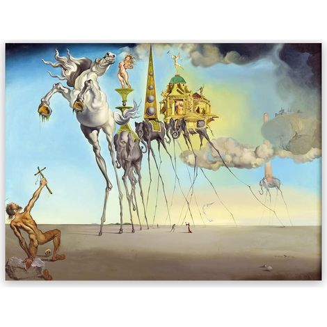Fresque de Salvador Dalí, affiche imprimée « La Tentation de saint Antoine », peinture abstraite sur toile, tableau décoratif surréaliste pour chambre/bureau (1/5)