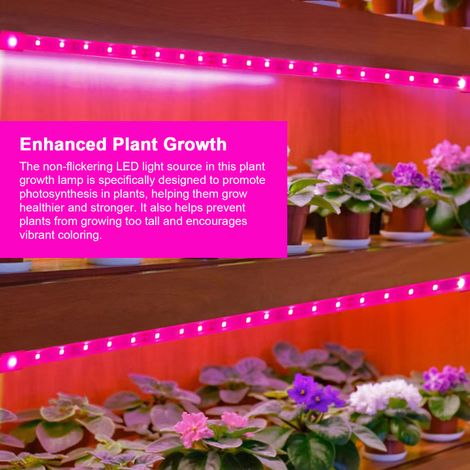 Bandes LED croissance plantes rose-violet 2x30cm 40LED, minuterie 3/9/12h, intensité réglable USB (1/5)
