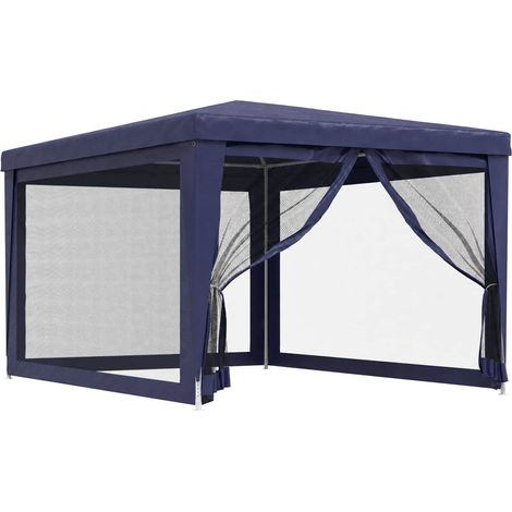 Tente de fête avec 4 parois latérales en maille Bleu 3x4 m PEHD vidaXL (1/5)