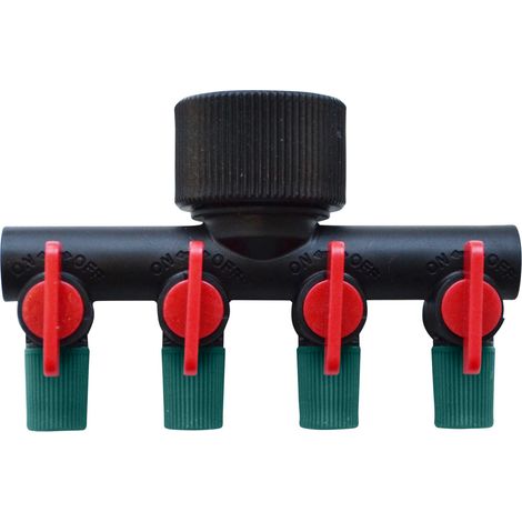 Sélecteur Extra 4 Sorties F 20x27 Jardibric pour Arrosage Goutte à Goutte Ø6mm Tenue Renforcée par Cannelure Intérieure et Bague de Serrage pour Résistance Accrue aux Fortes Chaleurs. (1/3)