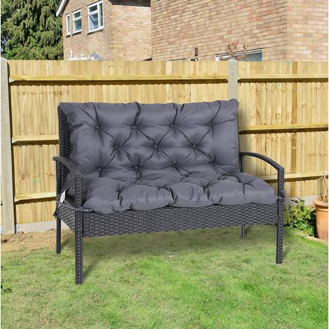 Coussin de banc gris foncé 100 x 98 x 8 cm avec dossier, mousse épaisse, 6 attaches antidérapantes et tissu résistant, pour banc de jardin  CHICFURN (1/5)