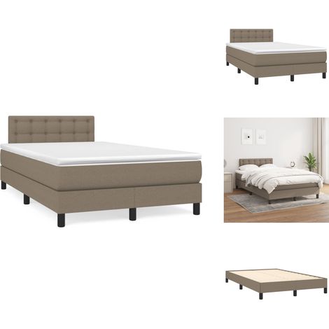 Sommier à lattes de lit avec matelas taupe 120x190 cm tissu - Lit Tapissier - Lit Double - Matelas Ressorts Ensachés - Literie - Chambre À Coucher (1/5)
