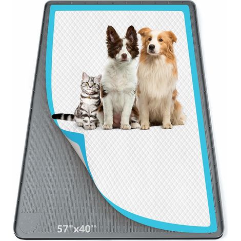 Tapis pipi pour chiens, 145,8 x 101,6 cm, tapis en silicone anti-fuite, bord haut, sans déversement, support pour chiot, chat, lapin, tapis d'entraînement pour protection du sol, pas de tapis (1/5)