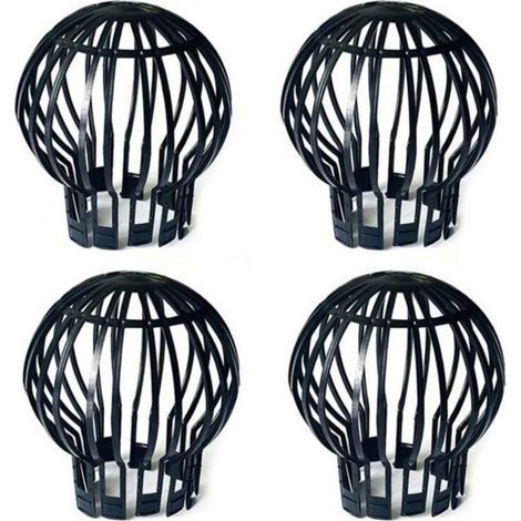 CSPARKV 4 Filtres pour gouttières Siphon de sol en maille plastique noir (1/4)