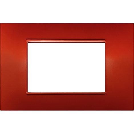 Placca 4 moduli rossa  terra compatibile Vimar Plana