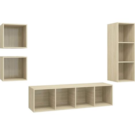 Maison Exclusive - 4-tlg. TV-Schrank-Set Sonoma-Eiche Holzwerksto (1/5)