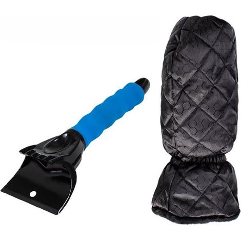 Set di 2 guanti raschietti per ghiaccio/finestrini per auto, raschietto per neve con fodera impermeabile, rimuove il ghiaccio e mantiene le mani calde, 1 pezzo, b (1/5)