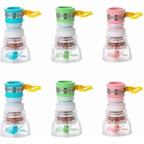Mini Filtre à Eau pour Robinet, 6 Pièces Filtre à Eau pour Robinet de Cuisine,Filtration Minérale Active, Adaptée aux Robinets Pliants de Cuisine, Baignoire et Douche (Rose, Bleu, Vert) (1/5)