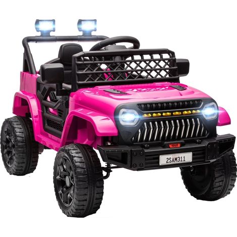 Voiture électrique enfant 95x62,5x65 cm en plastique rose, facile à monter pour enfant FloraGrace (1/5)